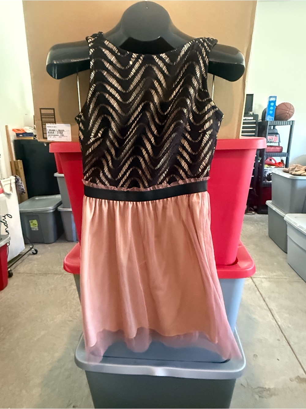 Black & Blush Party Dress with Glitter Bodice mp81